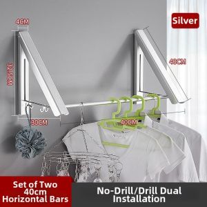 Extendable Sun-Drying Clothes Rod for Large Items Easy Installation Wall-Mounted Folding Indoor Drying Rack