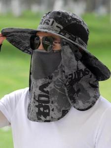 Nam Mùa Hè Thoáng Khí Mũ Câu Cá Chống Nắng Đi Biển Mũ Leo Núi Chống Tia Uv Mái Hiên Dài Phong Cách Đường Phố Cotton Vải Bông Polyester