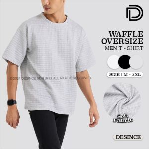 DESINCE Man Oversize Top T-shirt Men Tees Oversized Waffle Tshirt Half Sleeve Top Trendy Korean Baju Lelaki MT 048