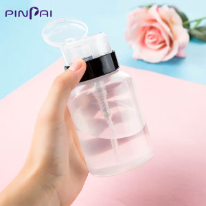 PINPAI 200ml Pump Press Bottle for Nail Polish Remover Cleaner Empty Plastic Makeup Remover Alcohol Pumping Liquid Manicure Container