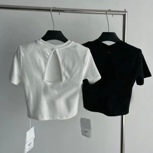 Pure Desire Design Shoulder T-Shirt Women Short Sleeve Summer Slim Fit Backless Elegant Korean Style Spicy Girl Top Trendy