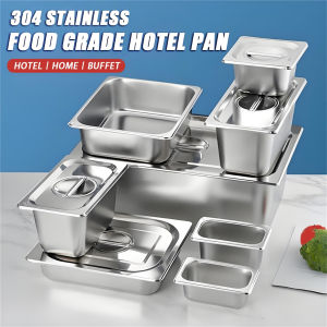 304 Stainless Steel Hotel Pan With Cover Stainless Food Container Buffet Food Storage With Lid Pan Rectangular Tray Set Metal Food Tray Stainless Steel Food Storage Pan Sauce Pan Food Warmer with Cover Buffet Food Tray Food Container