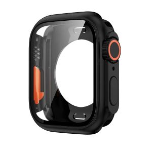 Change To Ultra 360 Full Cover Case for Apple Watch 45mm 44mm Tempered Glass Screen Protector for IWatch Series 9 8 7 6 SE 5