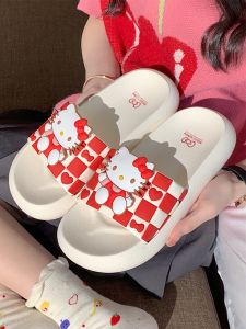 Adorable Hello Kitty Bathroom Slippers Womens Home Comfortable Anti-Slip Thick Bottom Sandals Youth Casual Flat Heel EVA