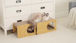 EHEYCIGA  Cardboard Cat Scratching Post House 17  Inch ( about  43.2  cm ) Corrugated scratching board  Suitable for indoor cats  Cat Scratching Pad  Brown