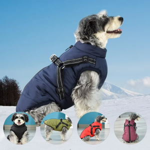 Winter Dog Clothes For Small Large Dogs Warm Big Dog Jacket Waterproof Pet Dog Coat With Harness Chihuahua Bulldog Puppy Costume
