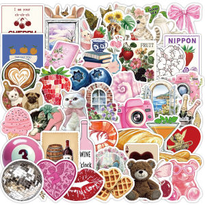 50PCS Pink Aesthetic Pinterest Graffiti Stickers Guitar Notebook Luggage DIY Phone Case Waterproof Stickers