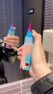 3D Mini Gravity Carrot Knife Windproof Gas lighter pink flame carrot knife lighter