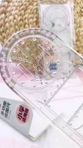 Penggaris Busur Derajat Rotary Multifungsi Penggaris Geometri Multifunction Geometric Ruler Template Gambar Matematika Alat Ukur untuk Perlengkapan Kantor Sekolah Siswa Seni BRG