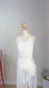 เสื้อคลุมบิกินี่ถักโครเชต์ลายดอกไม้