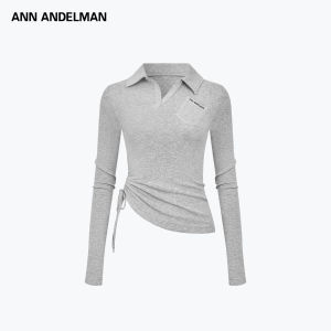 ANN ANDELMAN | New Spring Deconstructed Drawstring Collar Slimming Polo Shirt