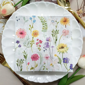 20pcs Disposable Colorful Wildflower Paper Napkins Decorative Floral Style Party Napkin for Birthday Wedding Party Home