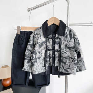 New Chinese Style Baby Boy Jacket Spring Autumn Seasonal Traditional Hanfu Childrens Autumn Wear Tang Costume National Trend