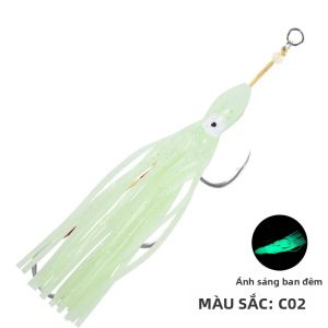 Mồi Câu Mực Giả Bạch Tuộc Lớn TEASER HK034 24cm Với Móc Câu Jigging 8062 Gang Rig Thép Carbon Cao Có Ngạnh Móc Câu Mực Mềm Dành Cho Câu Cá Biển