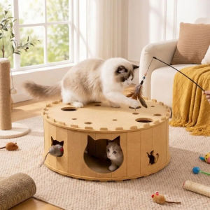 Wear-Resistant Cat Tunnel House Non-Shedding Removable Felt Cat Bed Cat Toy Tunnel Multi-Hole Breathable Cat Hiding Nest for All Seasons