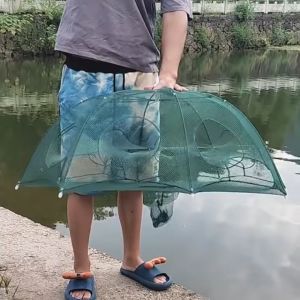 SANLIKE[Ready Stock] BuBu Payung ikan udang Portable Fishing Net Shrimp Cage Nylon Automatic Foldable Catch Fish 虾蟹笼鱼网地笼