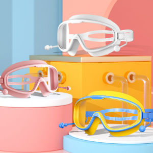 Children Large Frame Silicone Swimming Goggles Kids Goggles With Waterproof Earplugs For Beginner