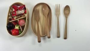 KEMORELA 2PCS Wooden Fork Spoon Set Of Korean Ins Tableware Ice Cream Spoons Dessert Spoon Fruit Fork Japanese -Style Rice Spoon