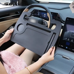 SEAMETAL Car Mobile Office Steering Wheel Workstation Large Desktop Laptop Tablet Tray Detachable Seat Gap Organizer Cup Holder