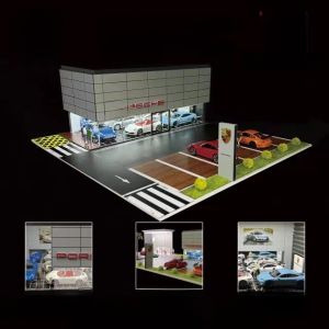 GFans1:64 Micro Model Scenery Nhà Ga Có Đèn LED Phù Hợp Với Bãi Đậu Xe Tiêu Chuẩn 1/64 Bộ Sưu Tập Mô Hình Xe Hơi