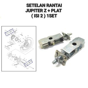 Setelan Rantai Jupiter Z (Harga Per 1 SET) - Stelan Rante Anting Anting Chain Adjuster Arm Arem + Plat Yamaha Jupiter Lama Jupiter Z New Burhan