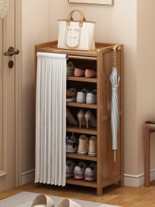 ตู้รองเท้าแบบพับได้สำหรับใช้ในบ้าน ประตูหน้าบ้าน ชุดเก็บของแบบยูนิฟอร์ม เรียบง่าย พร้อมผ้าคลุมป้องกันฝุ่น ชั้นวางรองเท้า
