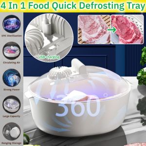 4 In 1 Quick Defrosting Tray Airtight Food Preservation Thawing Machine Drain Defrosting Tray With Cover