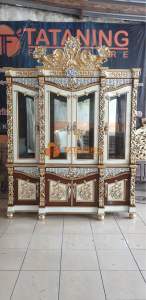 (WAJIB BACA DESKRIPSI) ALMARI TUMPUK HIAS TROMPET KAYU JATI FINISHING LEMARI UKIR MEWAH RAK LEMARI RUANG INTERIOR ELEGAN MURAH TATANING FURNITURES JEPARA