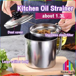 Homehub 1.3L Stainless Steel Oil Strainer & Large Capacity Oil Filter Pot