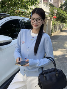 SHUOMENG | Blue Knitted Cardigan Autumn Fashion