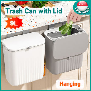 🇸🇬【SG stock】Rubbish Bin Garbage Bin 9L Kitchen Rubbish Bin for Home Restaurant Hanging Rubbish Bin with Lid Dustbin Waste Bin Trash Bin Garbage Bin Recycling Bin