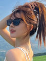 Zhao Lusi Same Style Sunglasses Women's Square Small Face Sun-Proof GM Retro Glasses Minimalist Small Frame UV-Proof Sunglasses. 