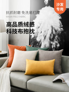 Modern Sofa Pillow Cover Tech Fabric Living Room Velvet Sensation No Core Backrest Cushion Square Shape Simple Style PP Cotton Filled