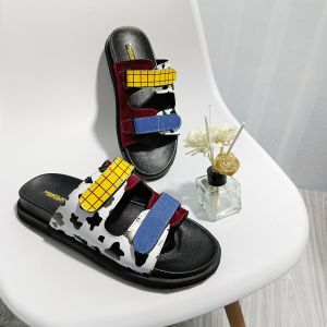 Sandal Wanita Selop Vintage Rainbow Platform Lucu Sol Tebal