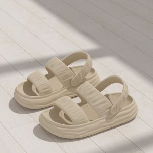 Womens Summer Thick Bottom Anti-Slip Two-Way Wear Beach Tour Sandals Bathroom Slippers Comfortable Sensation Slip-On Shoes