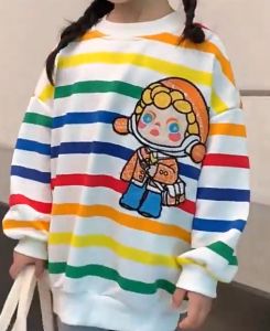 KYII baby Korean children long-sleeved Round-neck girls Casual Top kyii0106