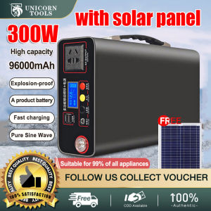 300W 96000mAh Portable Outdoor Solar Generator Fast Charge Large Capacity Power Station With Solar Charging Board support AC/DC/USB Output Multifunction Generator Portable Power Station 220V Outdoor Car Travel Camping Home Emergency Power Supply