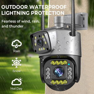 【Ready Stock】1080P Security Camera Outdoor Dual Lens Wireless Outside Cameras for Home Security IP66 Waterproof AI Tracking Light Alarm Color Night 2-Way Talk
