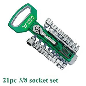 OLOEY | 1/4 3/8 Inch Ratchet Socket Set Automotive Motorcycle Repair Hand Tools Spanner Head Kit for Mechanical Auto Garage Workshop