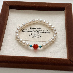 Millies Chinese Style Red Agate Pearl Bracelet for Women Elegant Luxury Small Niche Court Vintage Bracelet High End Personality