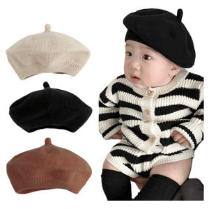 Spring & Fall Winter Western Style All-Matching Knitting Beret Kids Hat Baby and Infant Baby Girl Baby Boy Solid Color Woolen Hat