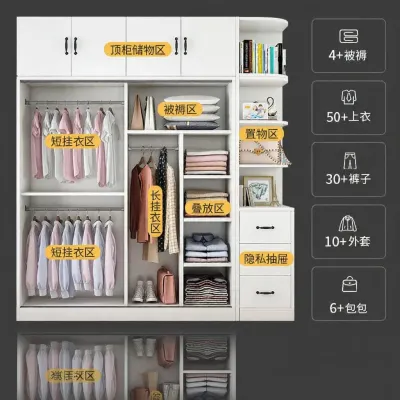 Ready-to-Assemble Sliding Door Solid Wood Wardrobe