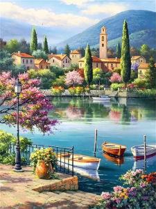Acrylic Paint By Numbers Landscape City Painting By Numbers on Canvas Coloring By Number for Adults Paint Digital Art