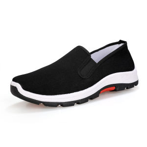JIFANPAUL | Summer Casual Canvas Shoes for Middle-aged and Elderly Men Thick Soles Slip-on Work Shoes