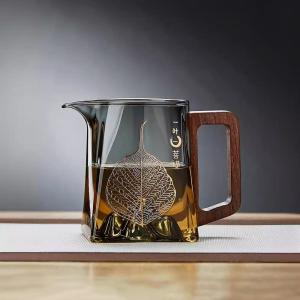 Heat Resistant Clear Wood Handle Large Capacity Aesthetic Fairness Cup