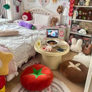 Office Chair Pad Vegetable Tomato Lazy Person Seat Cushion Mushroom Backrest Pillow Home Fabric Art Square Pillow