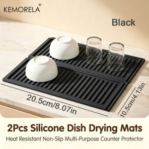 2pc Interlocking Silicone Dish Drying Mats Food-Grade Heat Resistant And Non-Slip Countertop Protector for Kitchen Sink Stovetop