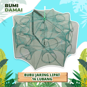 Bumi Damai Bubu Perangkap Ikan 16 Lubang Jebakan Jaring Jala Prangkap Lipat Udang Kepiting Sungai Danau Laut Alat Pancing Fish Trap Net