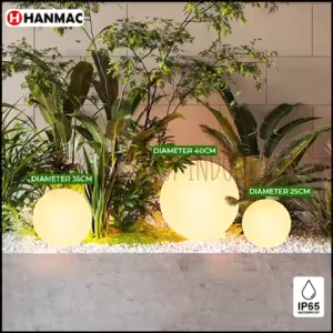 Lampu taman lantai stand tancap bola susu bulat 25cm 30cm 35cm 40cm 50cm minimalis outdoor waterproof ip65 Dynasty