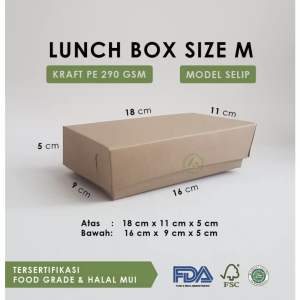 50pcs Lunch Box paper size Mtebalkuatlaminasi dalampoloswadah makanan serbagunapraktishigienis